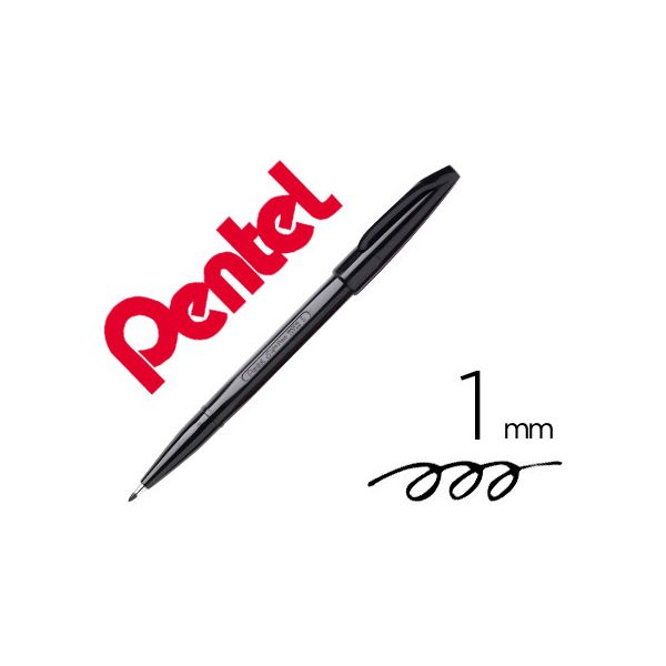Pentel Caneta c/ Ponta de Fibra Sign Pen Tinta Preta 12 Un.
