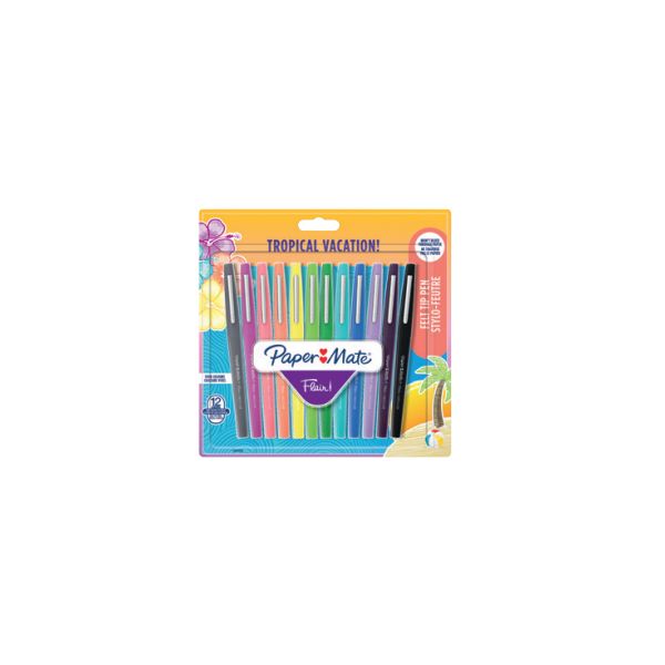 Paper Mate Caneta de Feltro Tropical Vacation M 0.7mm Multicolor 12 Un.