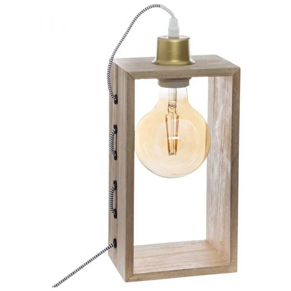Atmosphera Candeeiro Retangular 14x9.6x28cm Madeira Natural