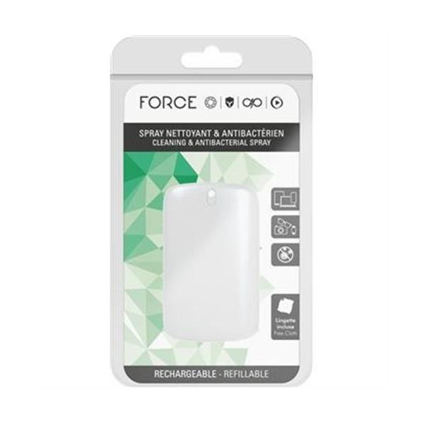 Force Power F152463 Spray de Limpeza Antibacteriano 15ml com Recarga e Toalha de Microfibra