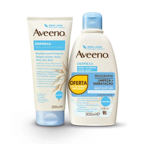 Aveeno Dermexa Creme Emoliente Lenitivo 200ml + Gel de Duche Emoliente Dermexa 300ml