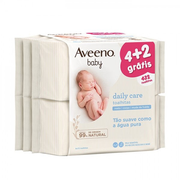 Aveeno Baby Daily Care Toalhitas 6 x 72 Unidades