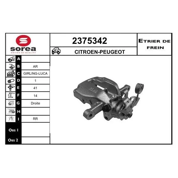 Eai Pinça de Freio Pgt Citroen / Ar - 2375342