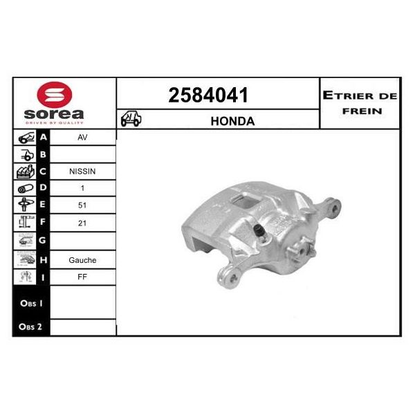Eai Pinça de Freio Honda / Av - 2584041