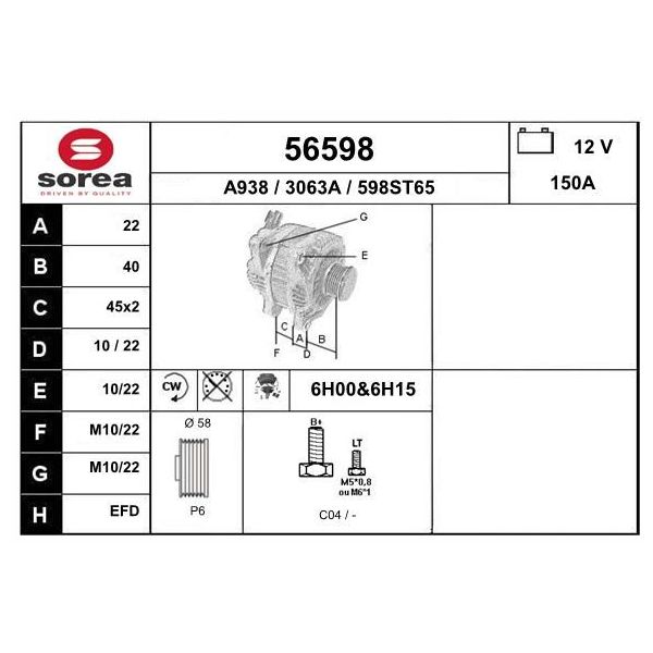 Eai Alternador / Xantia v6 56598