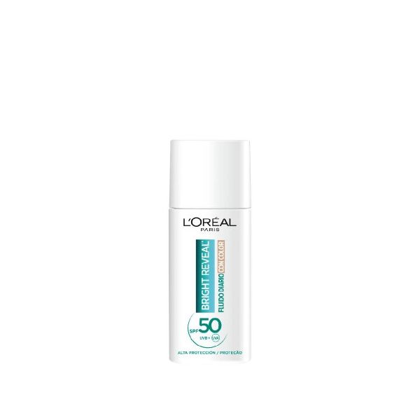 Protetor Solar L'Oréal Paris Bright Reveal Fluido Diário com Cor Médio SPF50+ 50ml