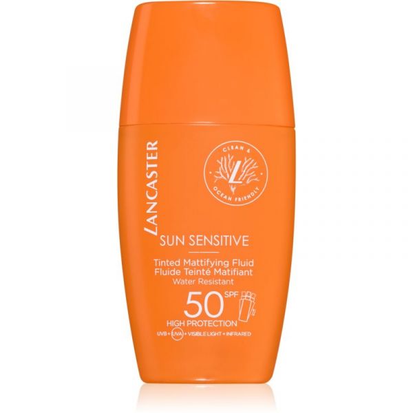 Protetor Solar Lancaster Sun Sensitive Tinted Mattifying Fluid Emulsão à Prova de Água SPF50 30ml