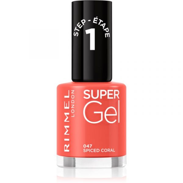 Rimmel Super Gel Unhas de Gel sem Usar Lâmpada UV/LED Tom 047 Spiced Coral 12ml