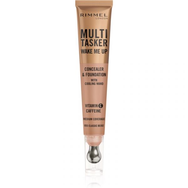 Rimmel Multi-tasker Wake Me Up Base e Corretor para Pele Radiante Tom 55 Classic Beige 20 ml