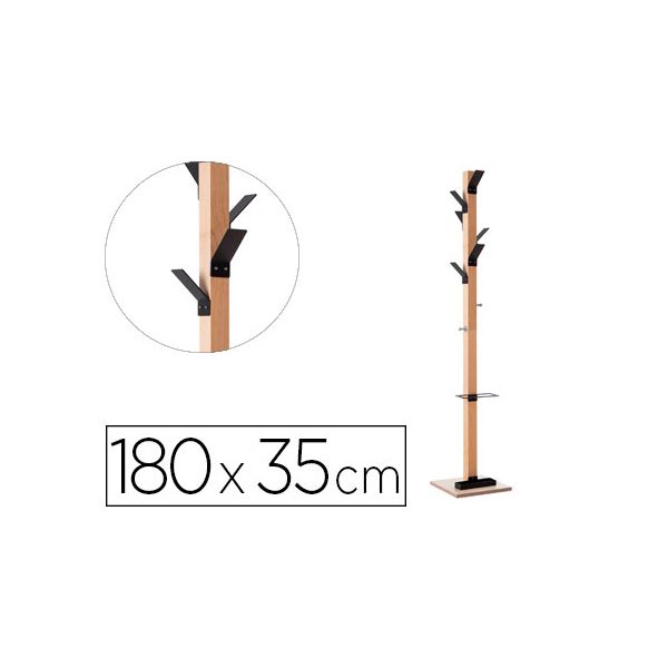 Fast Paperflow Cabide Madeira 8 Suportes c/ Bengaleiro Preto - 150344