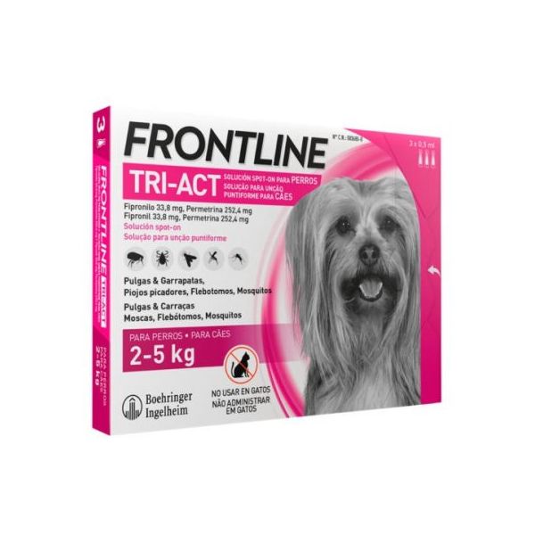 Frontline® Tri-Act Spot-On Cães 2-5 kg 3 Pipetas