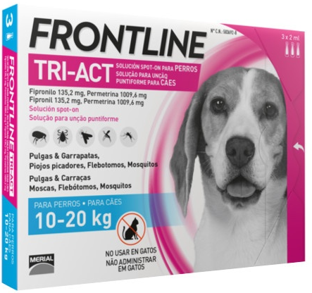 Frontline® Tri-Act 10-20 kg Antipulgas e Repelente 3 Pipetas