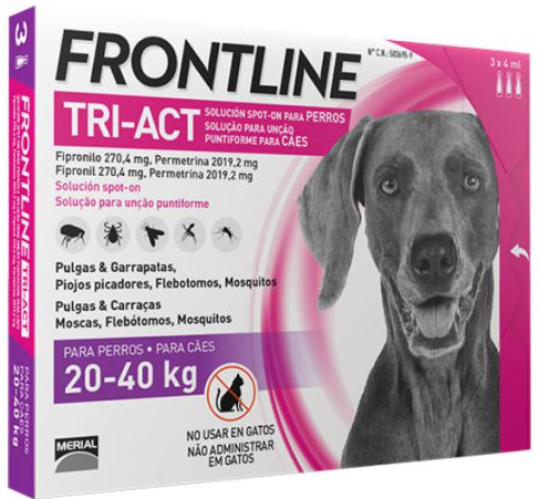 Frontline® Tri-Act 20-40 kg Antipulgas e Repelente 3 Pipetas