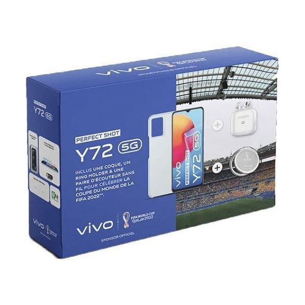 Vivo Y72 5G 6.58" Dual SIM 8GB/128GB Black + Auscultadores True Wireless + Capa + Suporte Anel