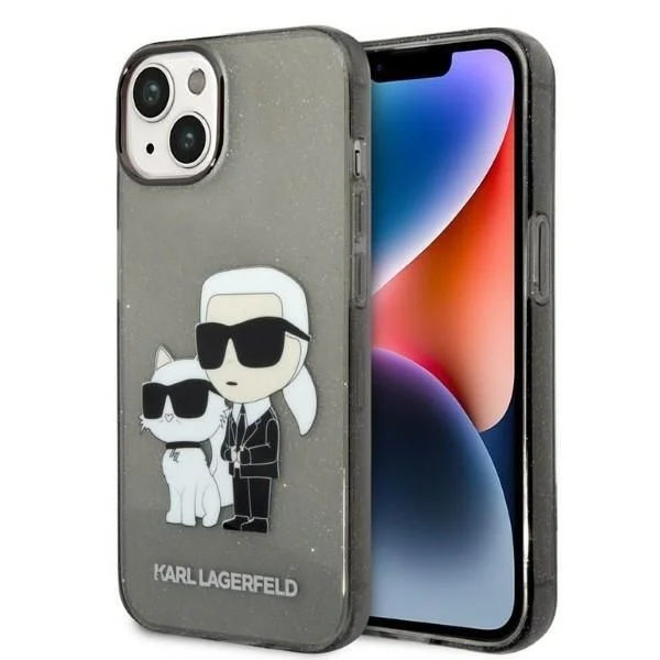 Karl Lagerfeld Capa Glitter Karl&Choupette para iPhone 14 Plus Black