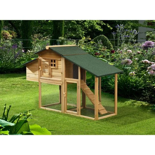 Vente Unique Galinheiro em Madeira com Cerca para 4 Galinhas 173 x 64 x 108 cm Natural Levas