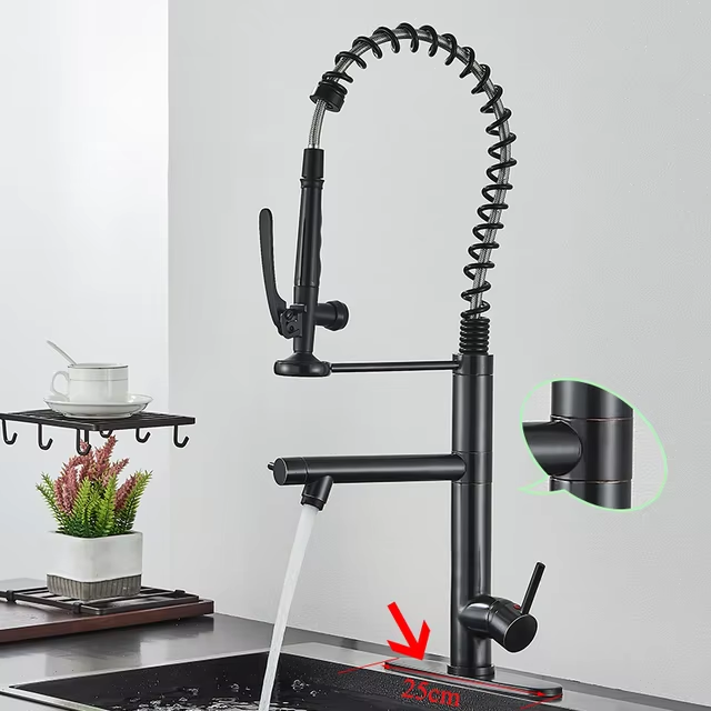 Torneira de Chuveiro Bronze Preta com base e misturador de água quente e fria