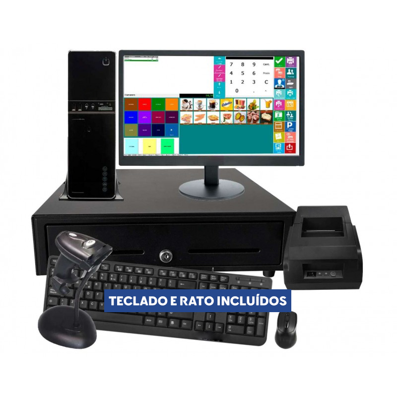 Sistema POS Modular sem Toque: POS Modular + Gaveta de Dinheiro + Impressora de Bilhetes de 80mm + Teclado