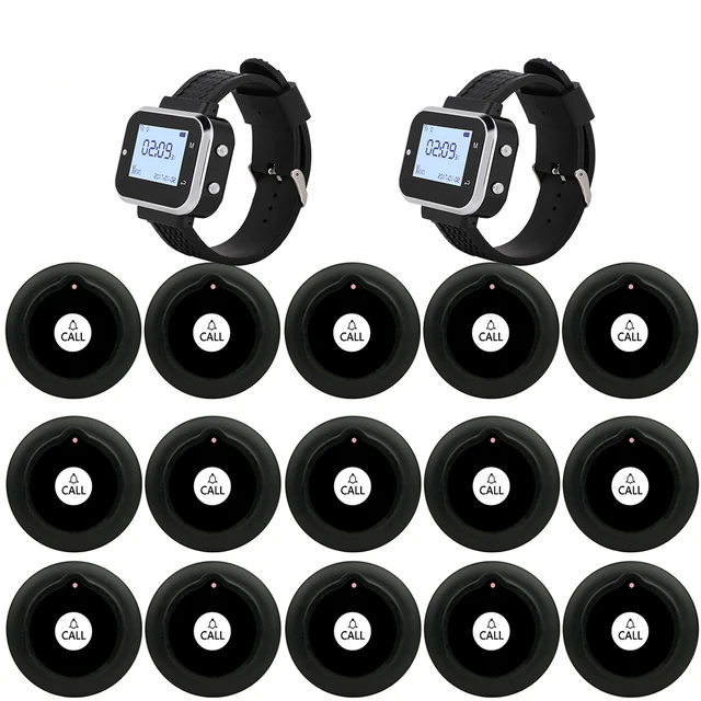 Sistema de chamada para restaurante / Beeper / Pager, 15 discos e 2 relógios, alcance 500m