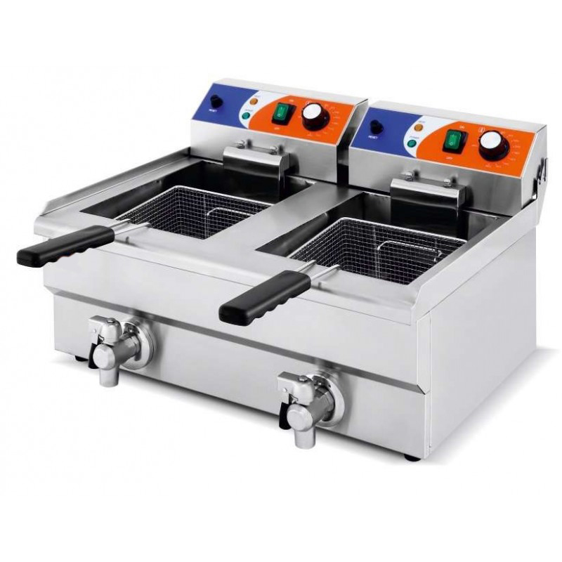 Fritadeira elétrica 10+10L com torneira 570x470x345mm