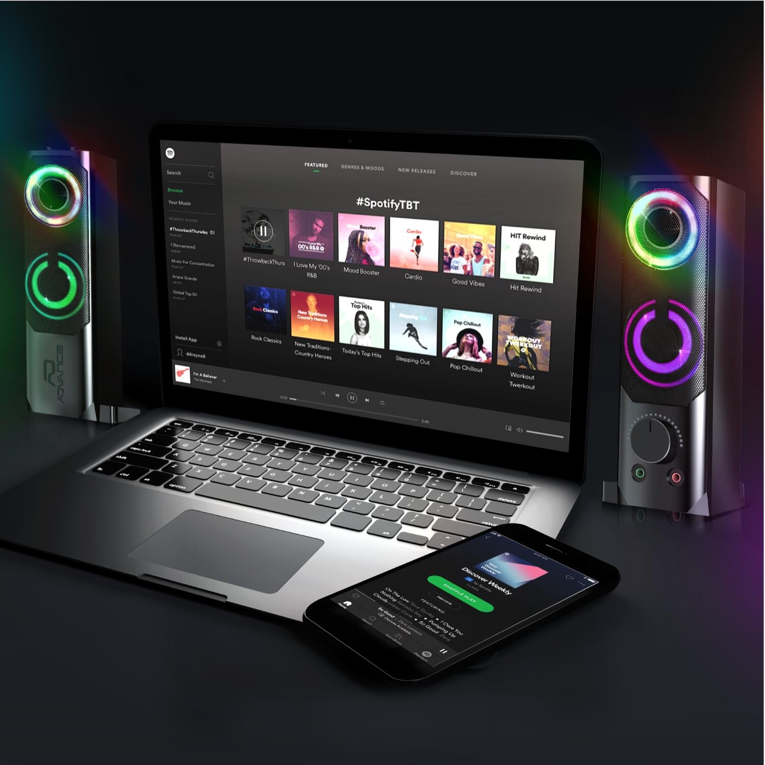 ADVANCE SoundPhonic 2.0 RGB 2-way Preto Com fios 6 W