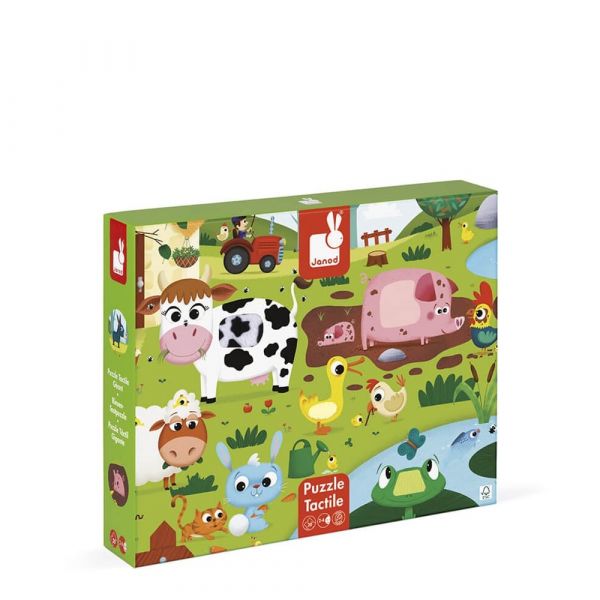 Janod Puzzle Tátil Animais de Quinta 20 Peças 2-4A