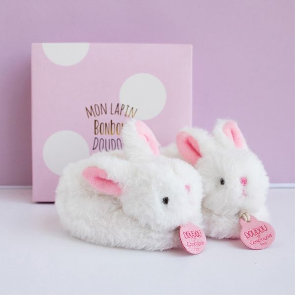Doudou Et Compagnie Caixa com Pantufas com Guizo Cor-de-rosa 0-6 Meses Lapi Rosa