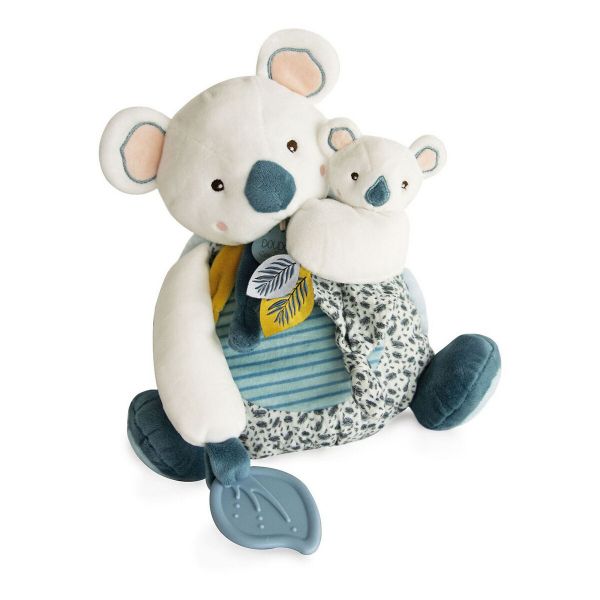 Doudou Et Compagnie Peluche Coala com Bebé e Anel de Dentição 25 cm Azul