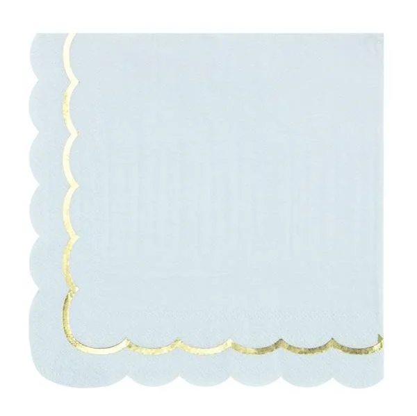 Tim e Puce Guardanapos com Rebordo Dourado Azul Pastel - 550673382