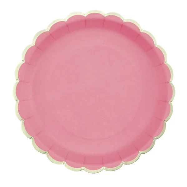 Tim E Puce Pratos 23cm com rebordo Dourado - Rosa 8 un. - 550676482
