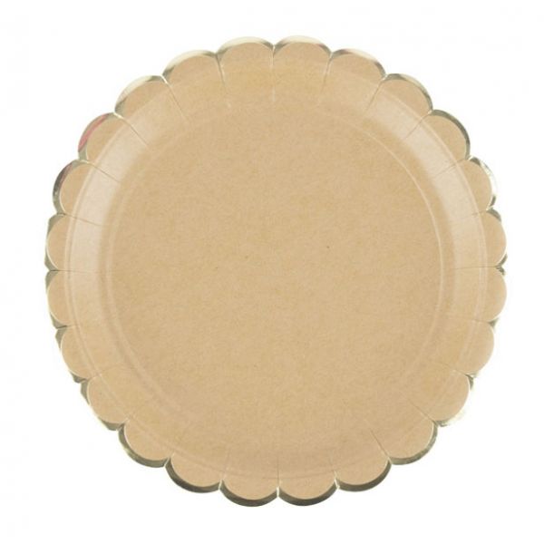 Tim E Puce Pratos 23cm com rebordo Dourado - Kraft 8 un. - 550676574