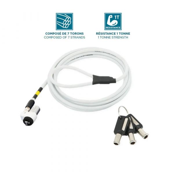 Mobilis 001325 Cabo de Segurança T LOCK-SLIM ROTATION LOCK-KEY 1.8m Branco