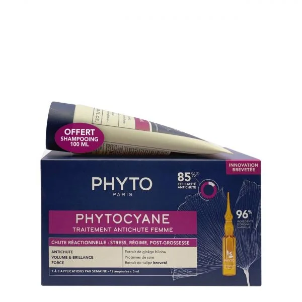 Phyto Phytocyane Mulher Pack Ampolas Queda Reacional 12 Unidades + Shampoo 100ml