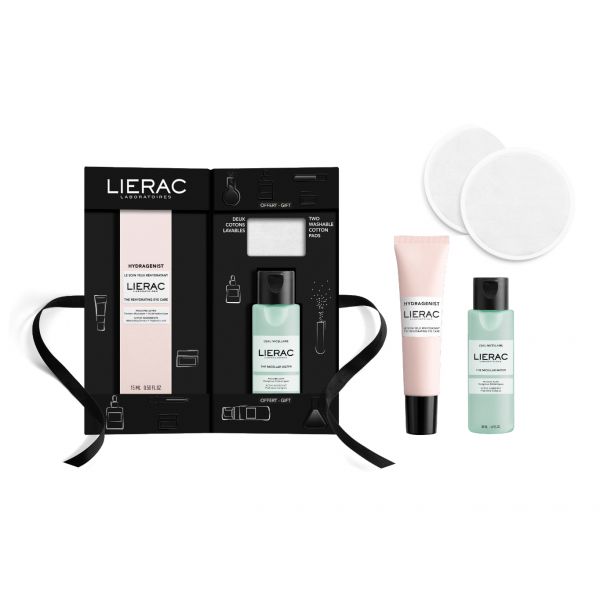 Lierac Hydragenist Creme de Olhos Reafirmante 15 ml + Água Micelar 50ml + Dois Discos Desmaquilhantes Laváveis Coffret