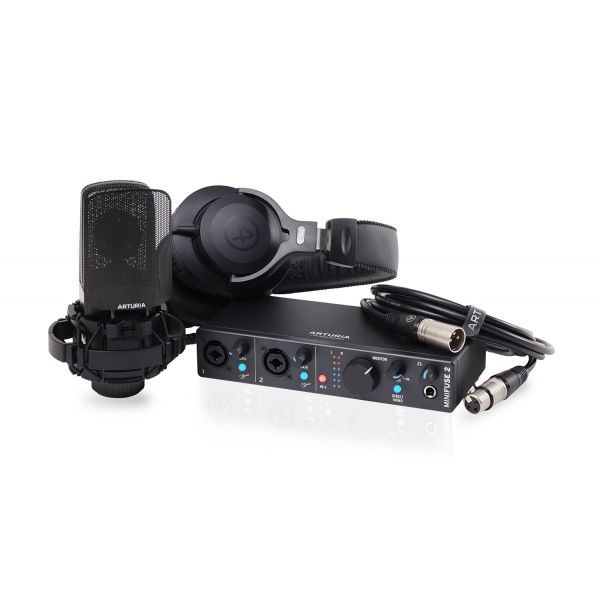 Arturia Kit de Gravação MiniFuse 2 USB-C com Microfone e Auscultadores Preto