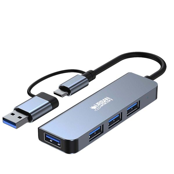 Urban Factory Minee HUB 4 em 1 USB-A/C para 4x USB 3.0 Cinzento MHC35UF