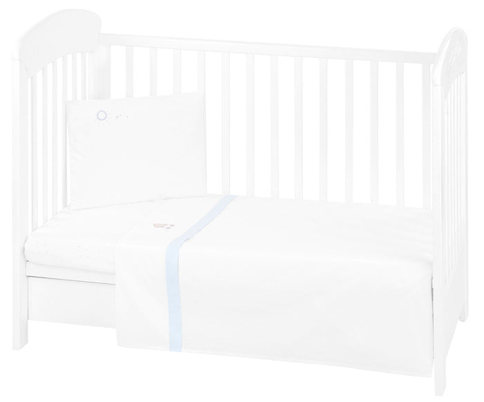 Conjunto jogo de cama bordado 3pçs 60x120cm Kikka Boo Dream Big Azul
