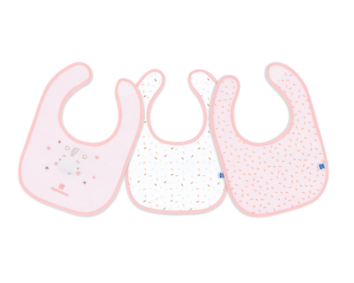 Conjunto de 3 babetes Hippo Dreams em tecido turco rosa