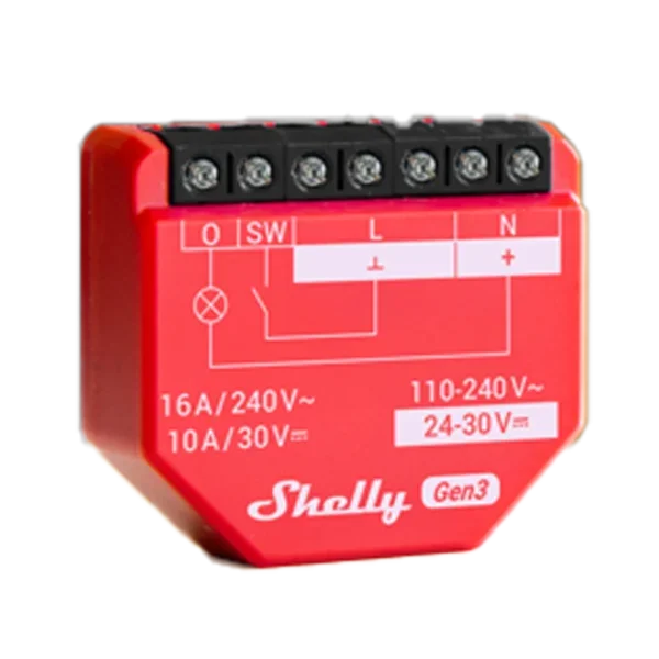Shelly 1PM Gen3 Módulo Inteligente Wi-Fi Relé com Medição de Energia