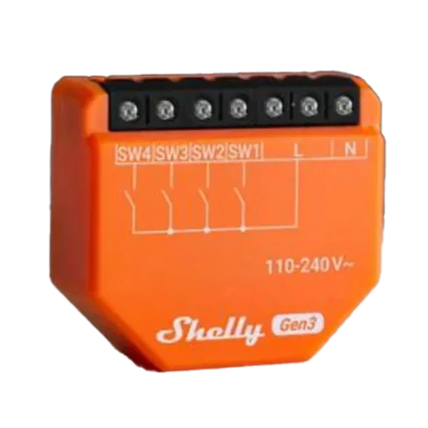 Shelly i4 Gen3 Módulo Ativador de Cenários AC Wi-Fi 4 Canais