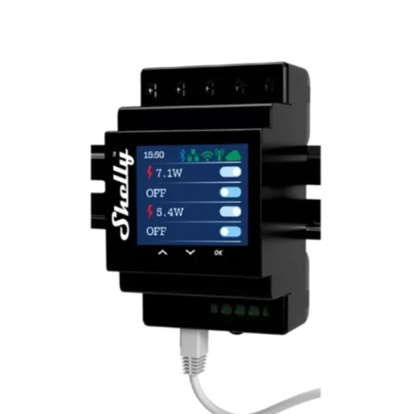 Shelly Pro 4PM V2 Módulo Automação c/ 4 Relés Wi-Fi/BT/LAN Calha DIN