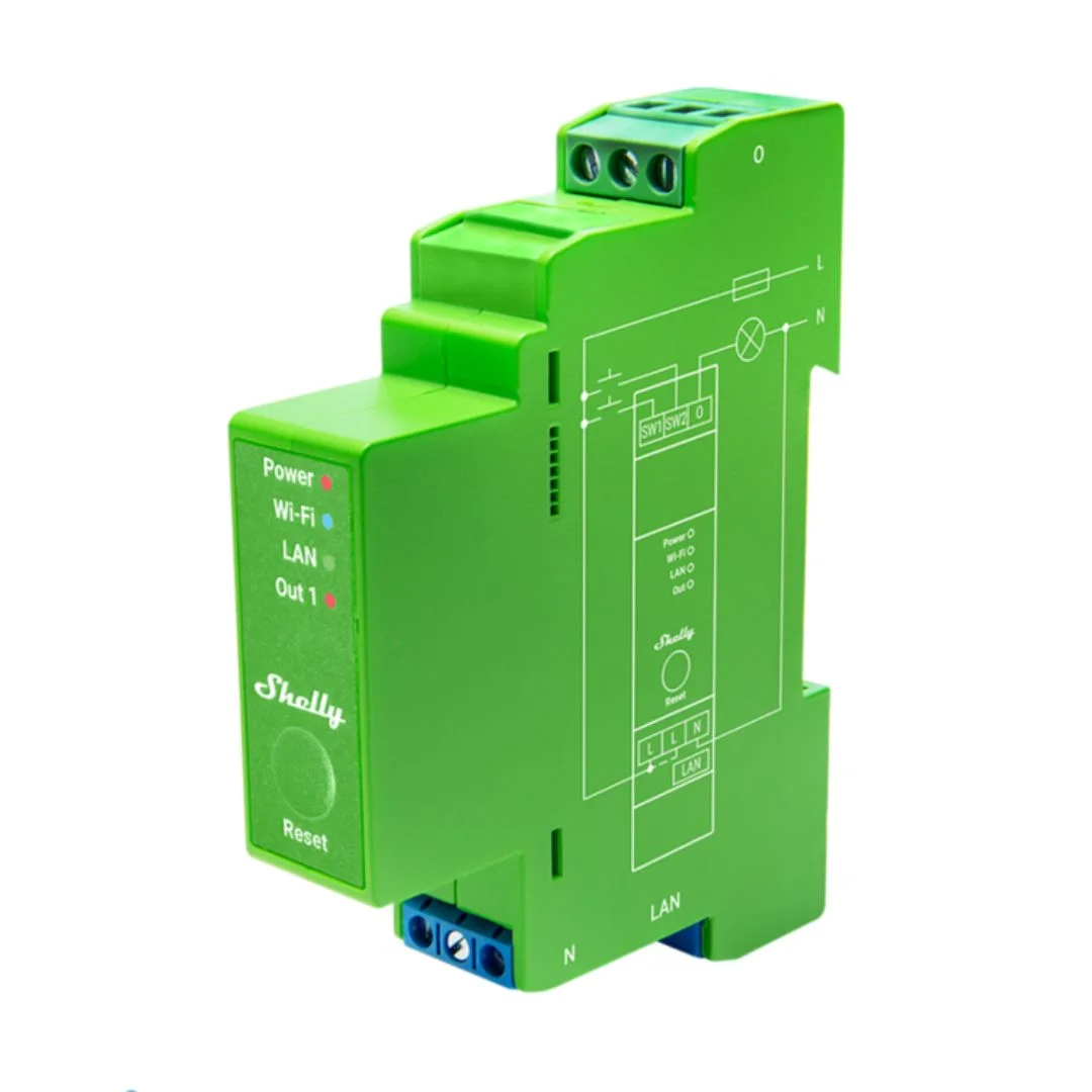 Módulo Controlador Iluminação Shelly Pro Dimmer 1PM c/ 1 Canal Medidor de Energia Wi-Fi/BT/LAN Calha DIN