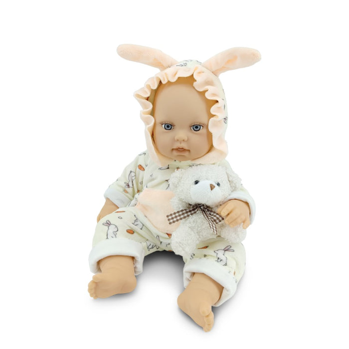 Boneca Moni Bear Baby Rabbit White 30 cm