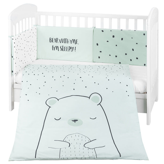 Conjunto jogo de cama 2pçs 70x140cm Kikka Boo Bear with me Menta