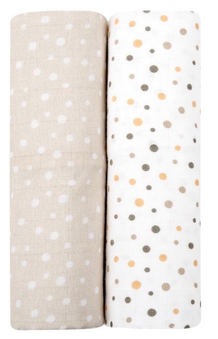 Conjunto fraldas musselina 2pçs 80x80cm Kikka Boo Dots Beige