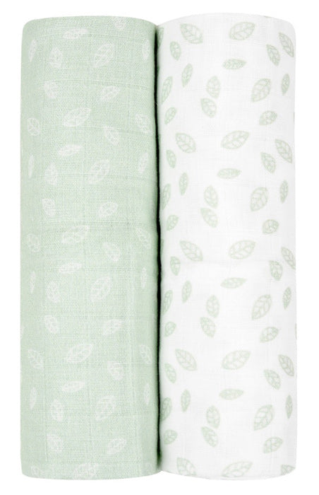 Conjunto fraldas musselina 2pçs 80x80cm Kikka Boo Leaves Menta