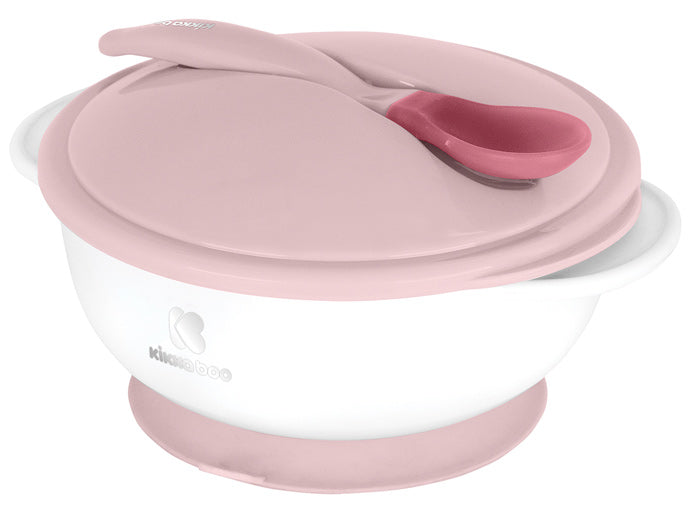 Tigela com ventosa e colher sensível ao calor Kikka Boo Rosa