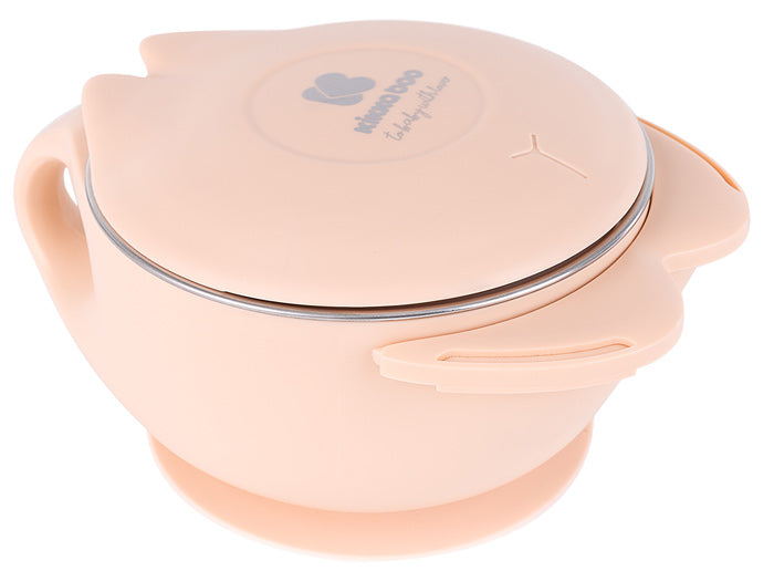 Tigela em aço inoxidável de parede dupla Kikka Boo Cat Rosa