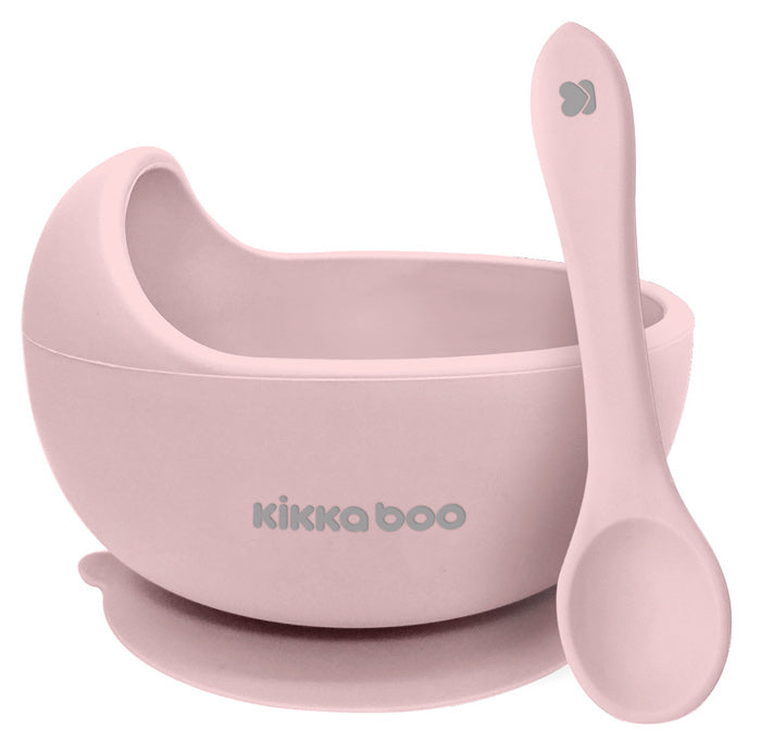 Tigela de silicone com ventosa e colher Kikka Boo Yummy Rosa