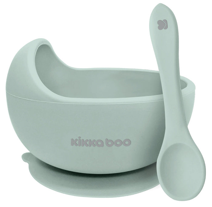 Tigela de silicone com ventosa e colher Kikka Boo Yummy Menta